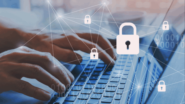 Person working online securely