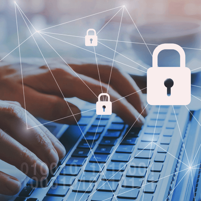 Person working online securely