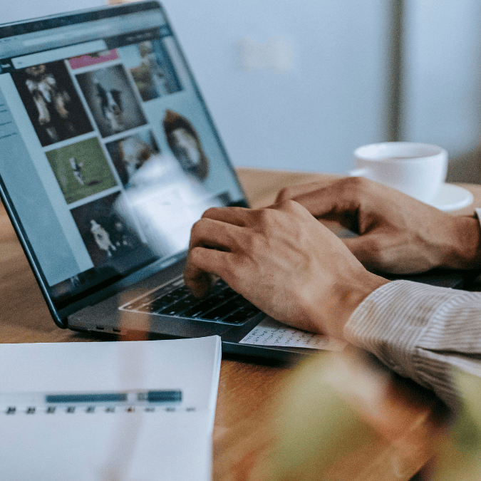 A blogger at work