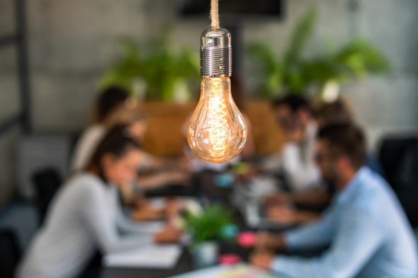 Creative business people coming up with a new idea, provisional patent applications concept