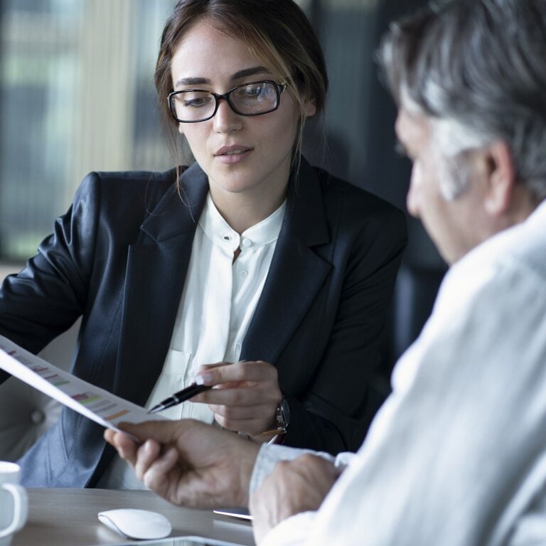 Patent attorney meeting with a customer