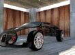 A conceptual image of a partially assembled vehicle prototype, illustrating invention development and design testing.