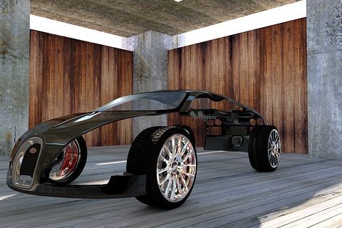 A conceptual image of a partially assembled vehicle prototype, illustrating invention development and design testing.