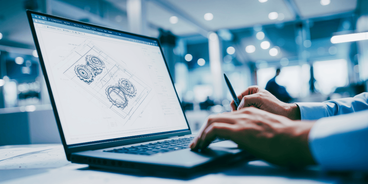 Inventor working on the schematics of a patentable invention