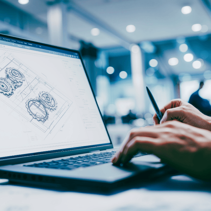Inventor working on the schematics of a patentable invention
