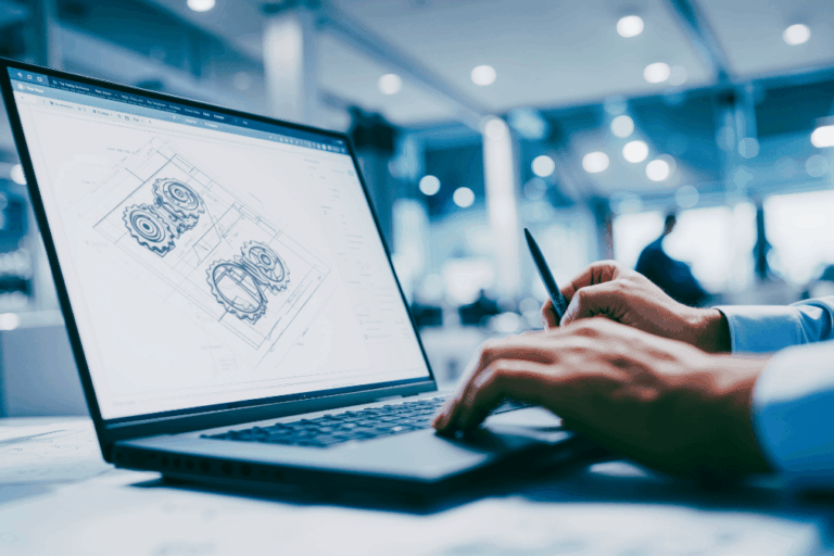 Inventor working on the schematics of a patentable invention