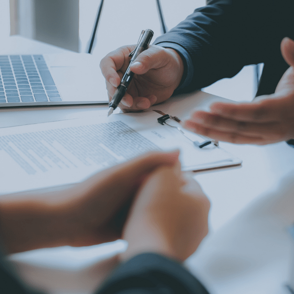 Inventor in a consultation with a patent attorney