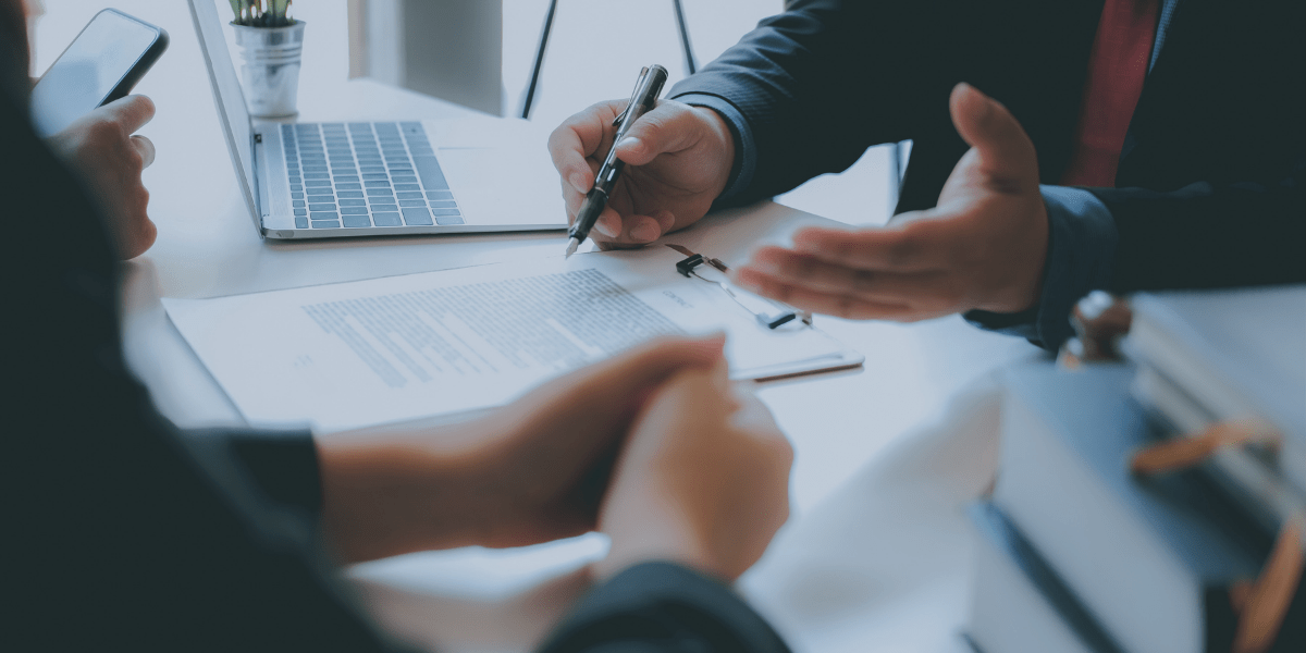 Inventor in a consultation with a patent attorney