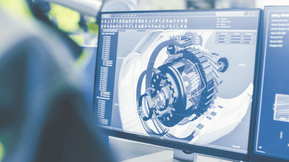Close of up the design of an innovative manufacturing part