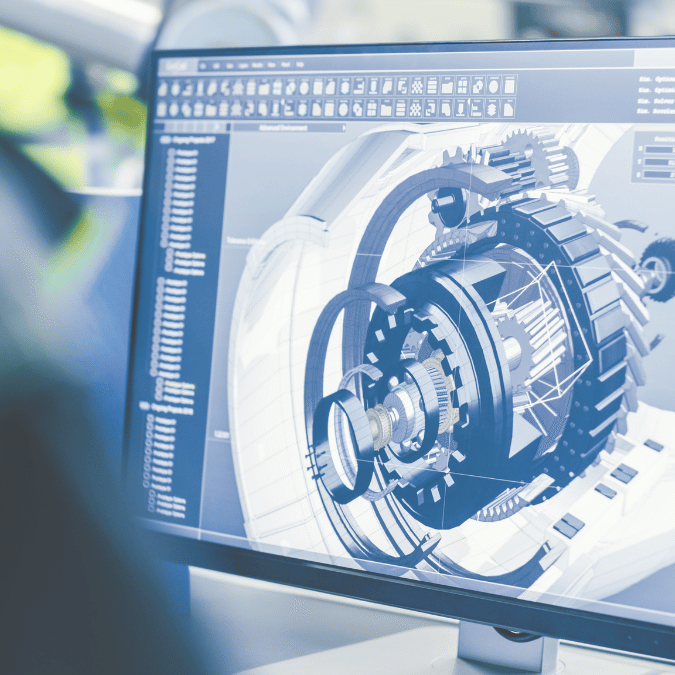 Close of up the design of an innovative manufacturing part